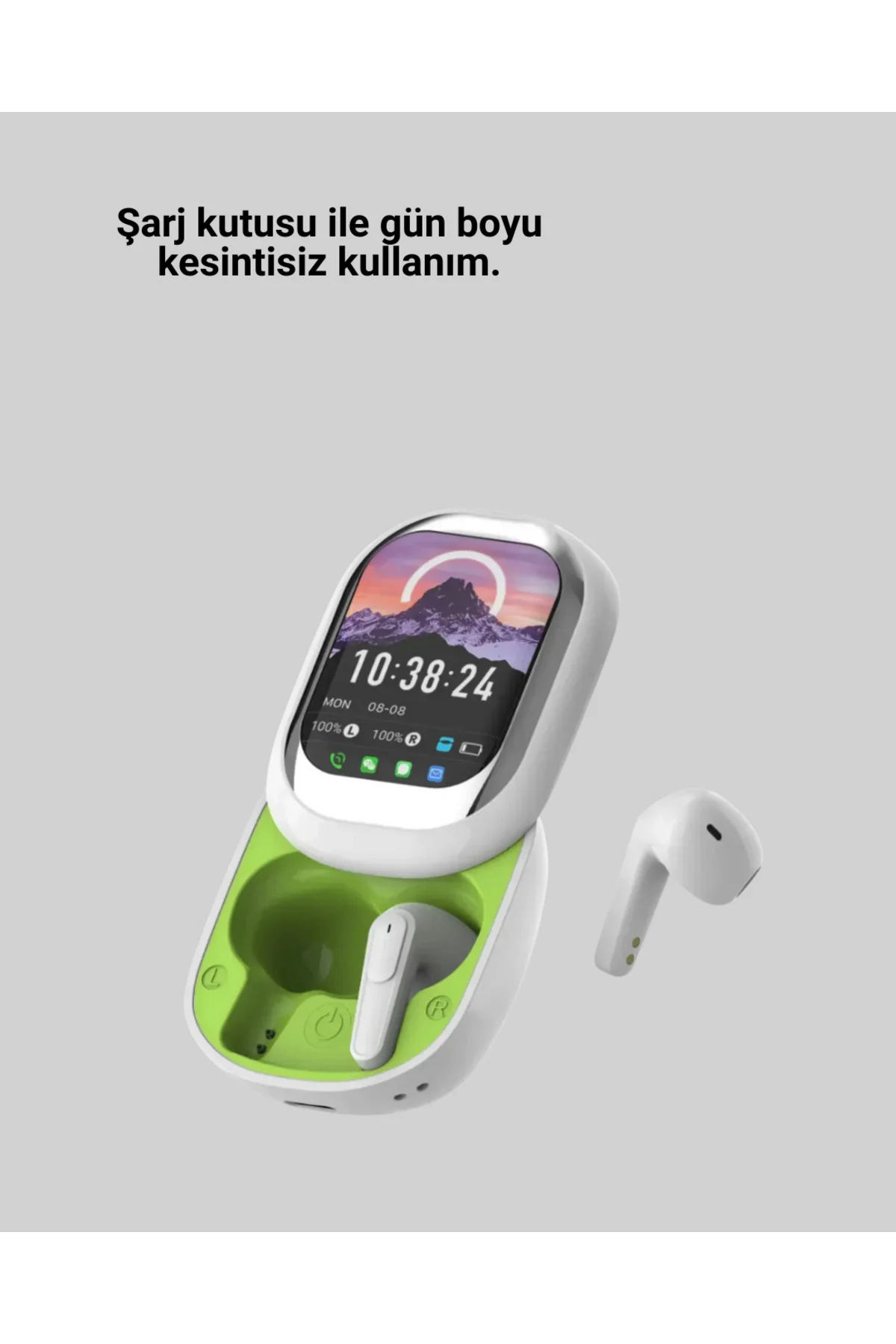 Şık Tasarımlı Siyah Beyaz Kablosuz Kulaklık Çoklu Dil Destekli