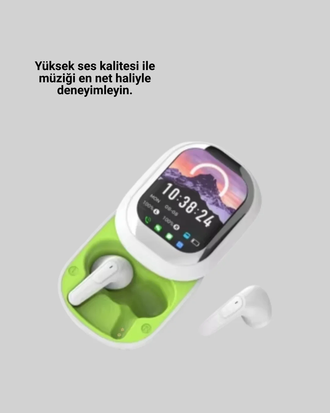 Şık Tasarımlı Siyah Beyaz Kablosuz Kulaklık Çoklu Dil Destekli
