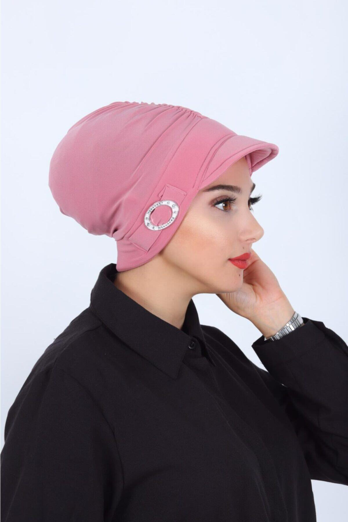 Monalisa Home Şık Tokalı Şapka Bone Açık Pembe Renkli