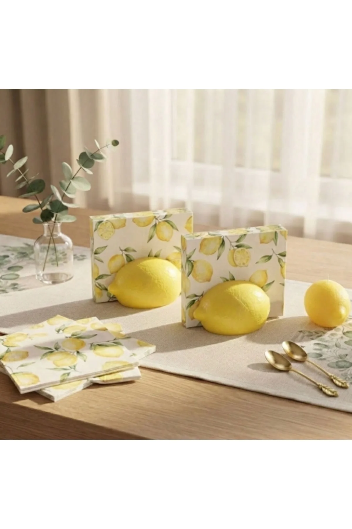 Şık ve Dayanıklı Plastik Limon Temalı Peçetelik, Ev Dekorasyonu ve Hediyelik Peçete Düzenleyici 2 Ad - Görsel 2