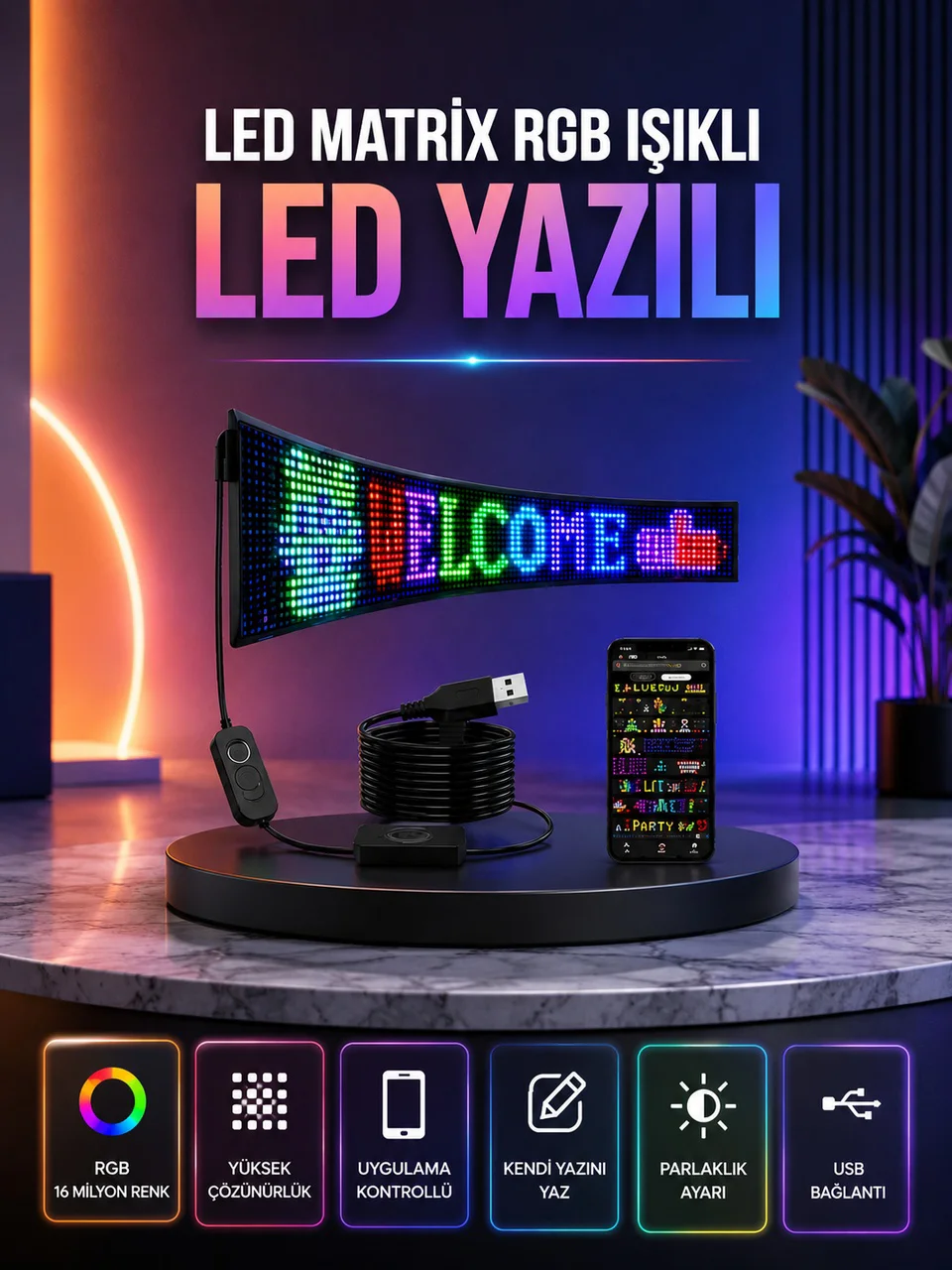 Şık Ve Fonksiyonel Rgb Led Panel Canlı Renk Yansımalı Işık Sistemi - Lisinya Diğer