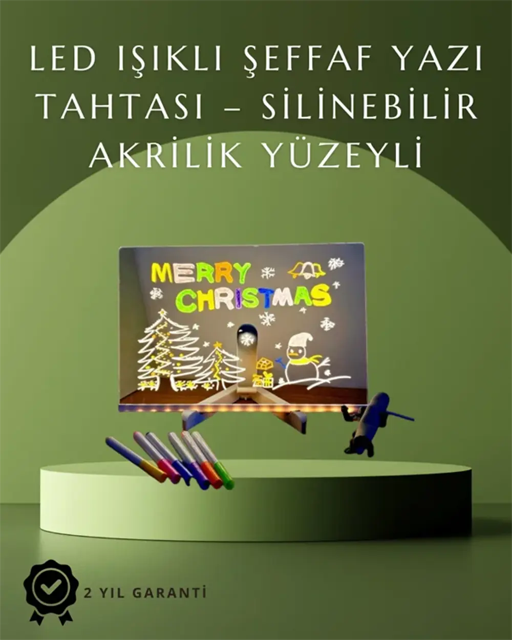 Şık ve Modern LED Pano – Neon Işıklı Silinebilir Akrilik Yazı Tah