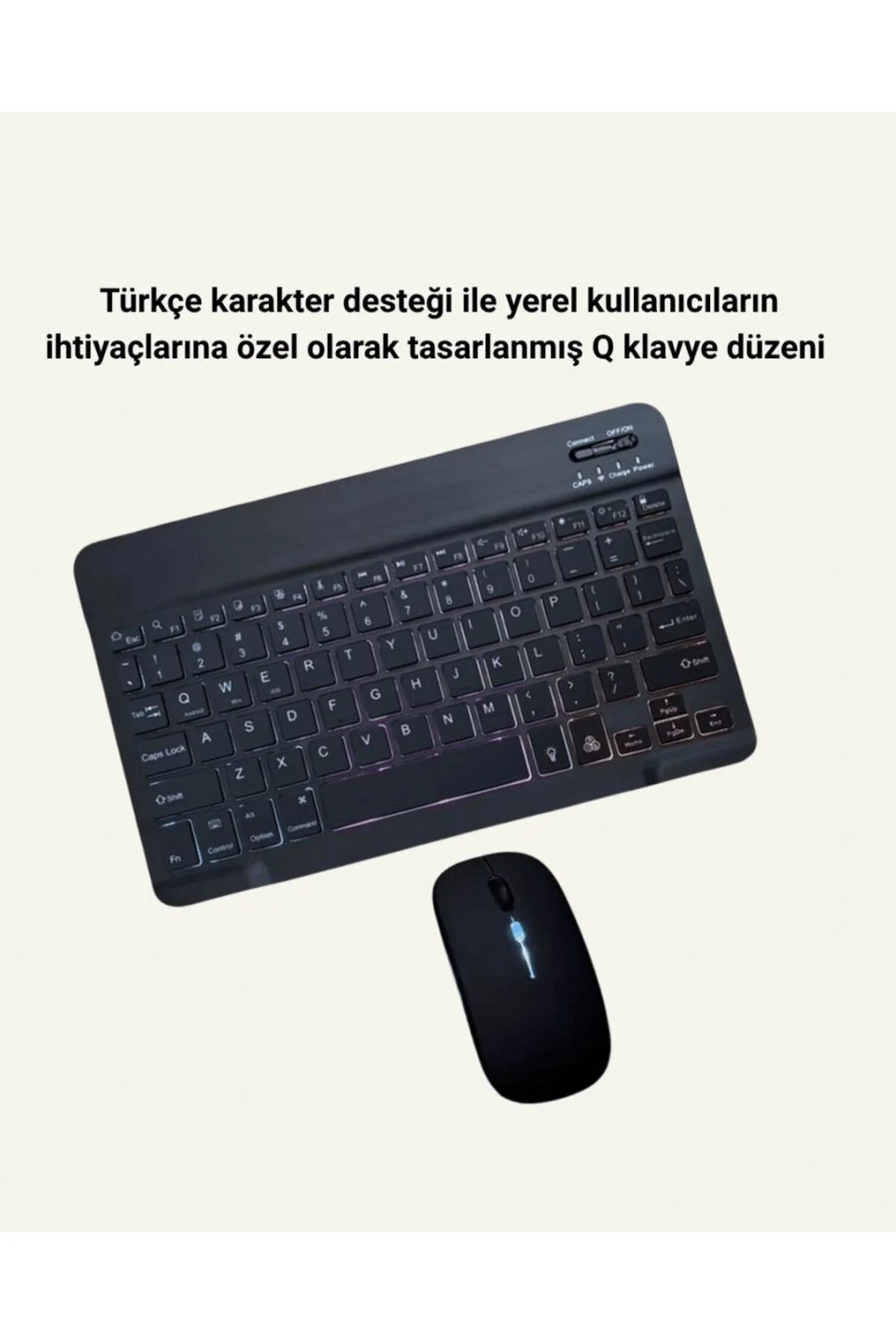 Şık Ve Sessiz Tasarımlı Işıklı Klavye Mouse Seti – Şarjlı, Wirele