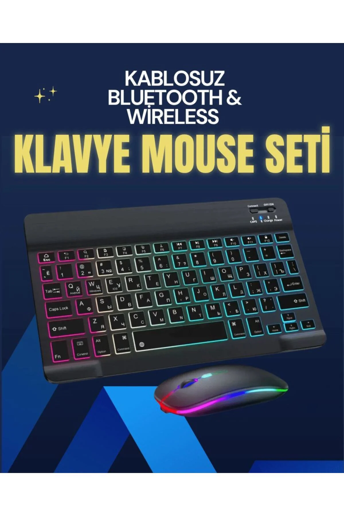 Şık Ve Sessiz Tasarımlı Işıklı Klavye Mouse Seti – Şarjlı, Wirele