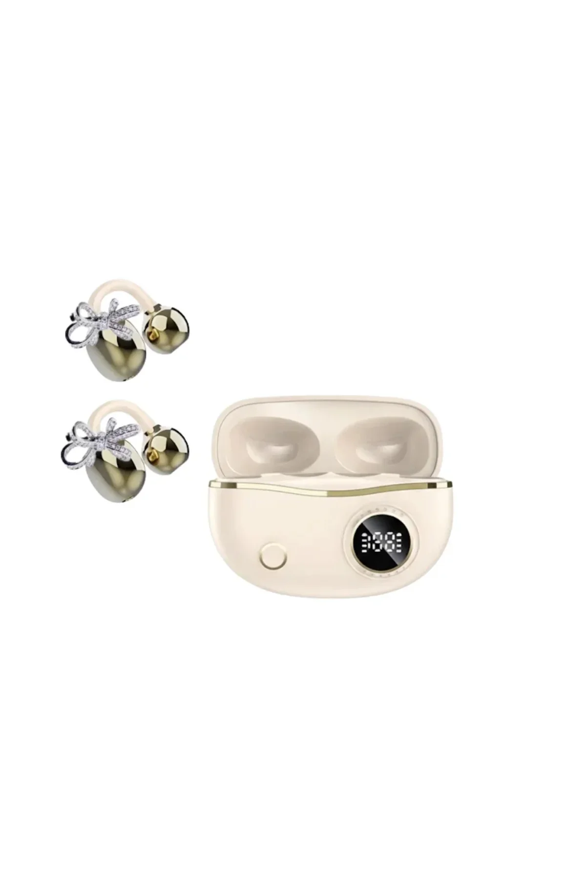 Şık ve Taşınabilir Bluetooth Kulaklık Gün Boyu Kullanım 2 Kurdele Küpe Hediyeli Şık ve Taşınabilir Bluetooth Kulaklık Gün Boyu Kullanım 2 Kurdele Küpe Hediyeli