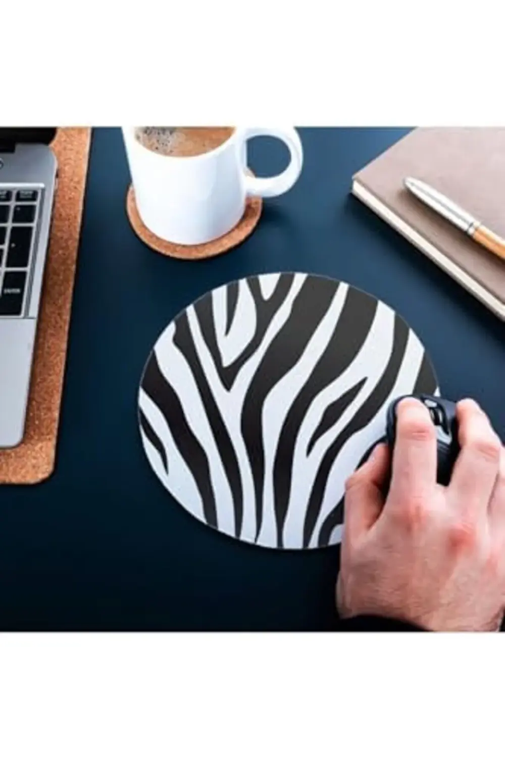 Şık Zebra Desenli Yuvarlak Mouse Pad - Mousepad - Mouse Pad - Far