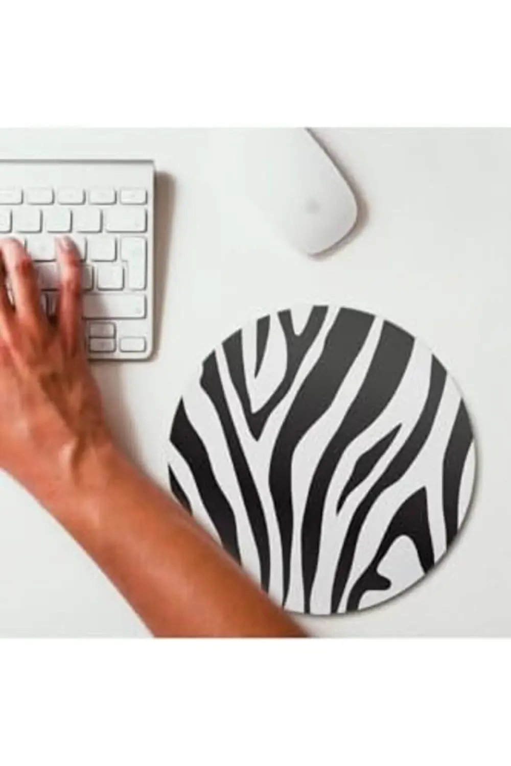 Şık Zebra Desenli Yuvarlak Mouse Pad - Mousepad - Mouse Pad - Far
