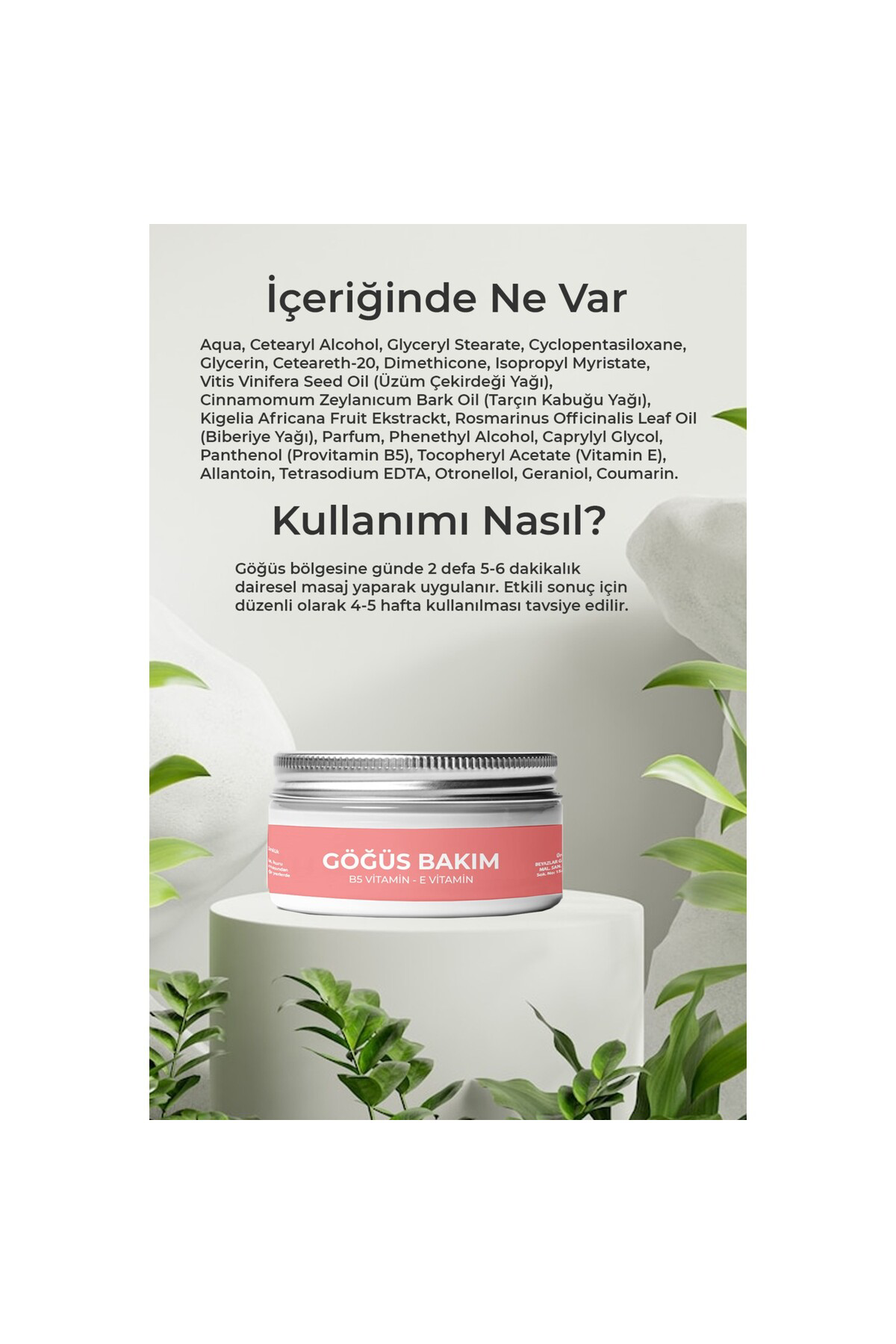 Sıkılaştırıcı ve Toparlayıcı Göğüs Bakım Kremi 50 ml