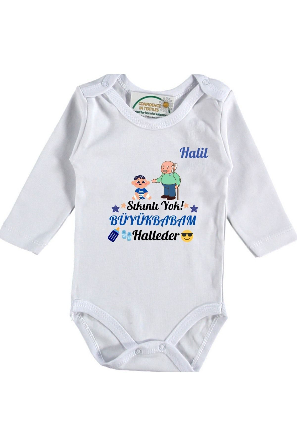 Sıkıntı Yok Büyük Babam Halleder Yazılı Erkek Bebek Zıbın