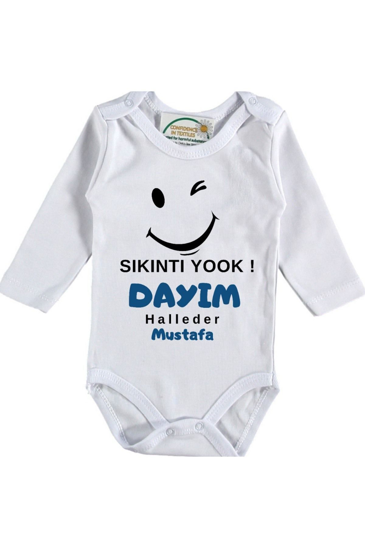 Sıkıntı Yok Dayım Halleder Yazılı Kişiye özel Erkek Bebek Zıbın