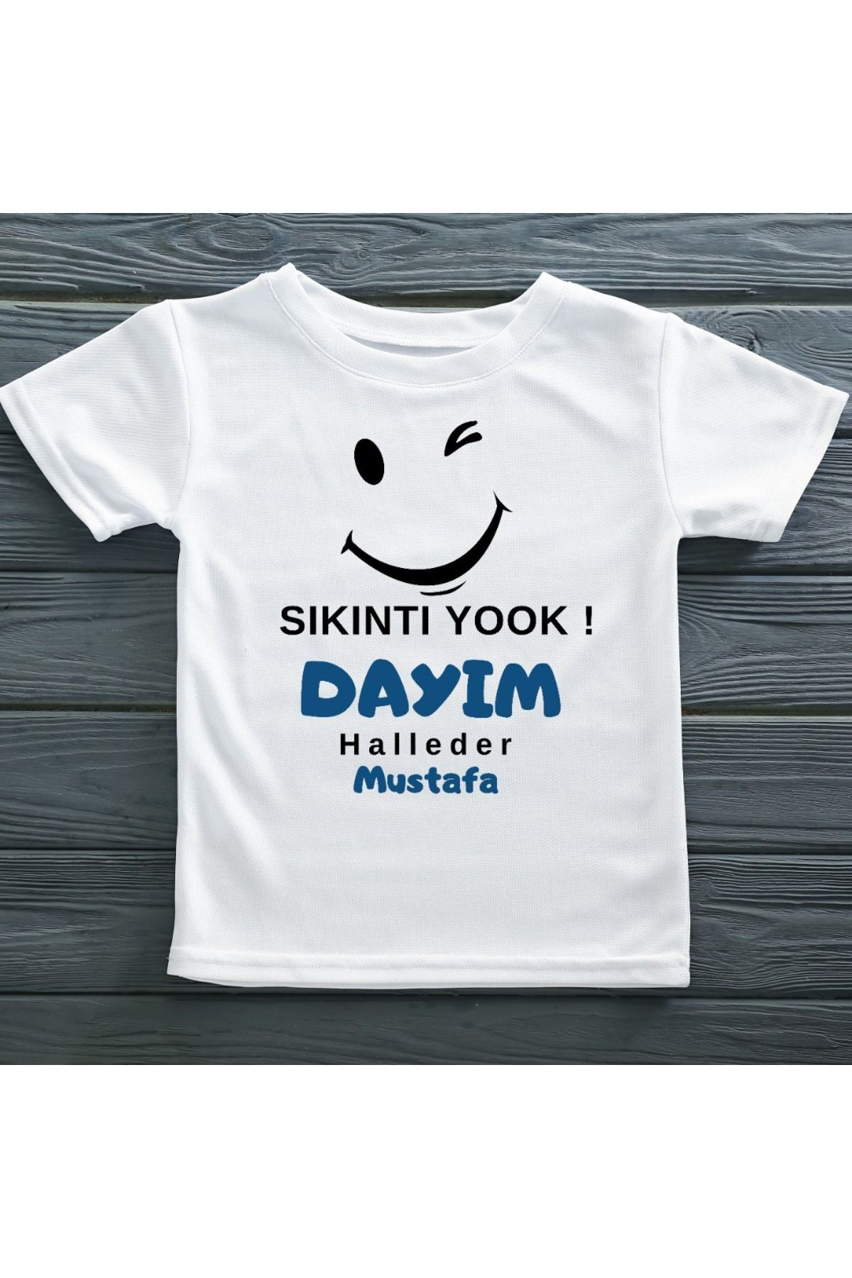 Sıkıntı Yok Dayım Halleder Yazılı Kişiye Özel Erkek Çocuk Tişörtü