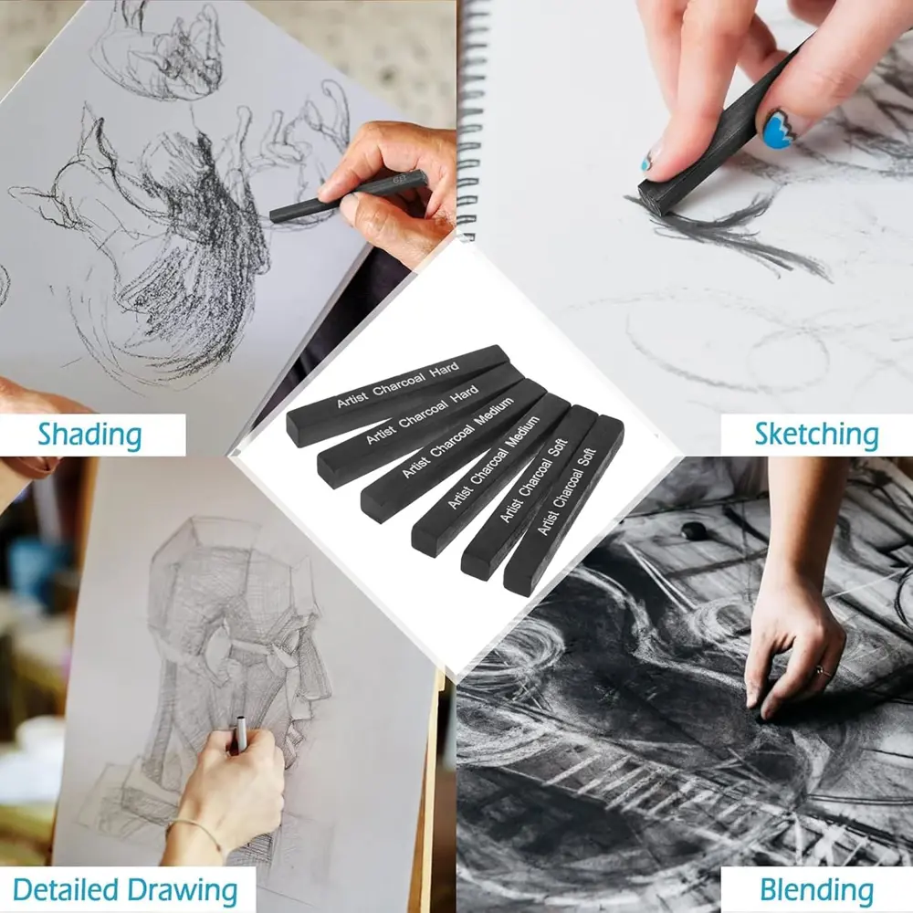 Sıkıştırılmış Kömür Füzen Seti Siyah Kare Press Kömür Füzen Gölge