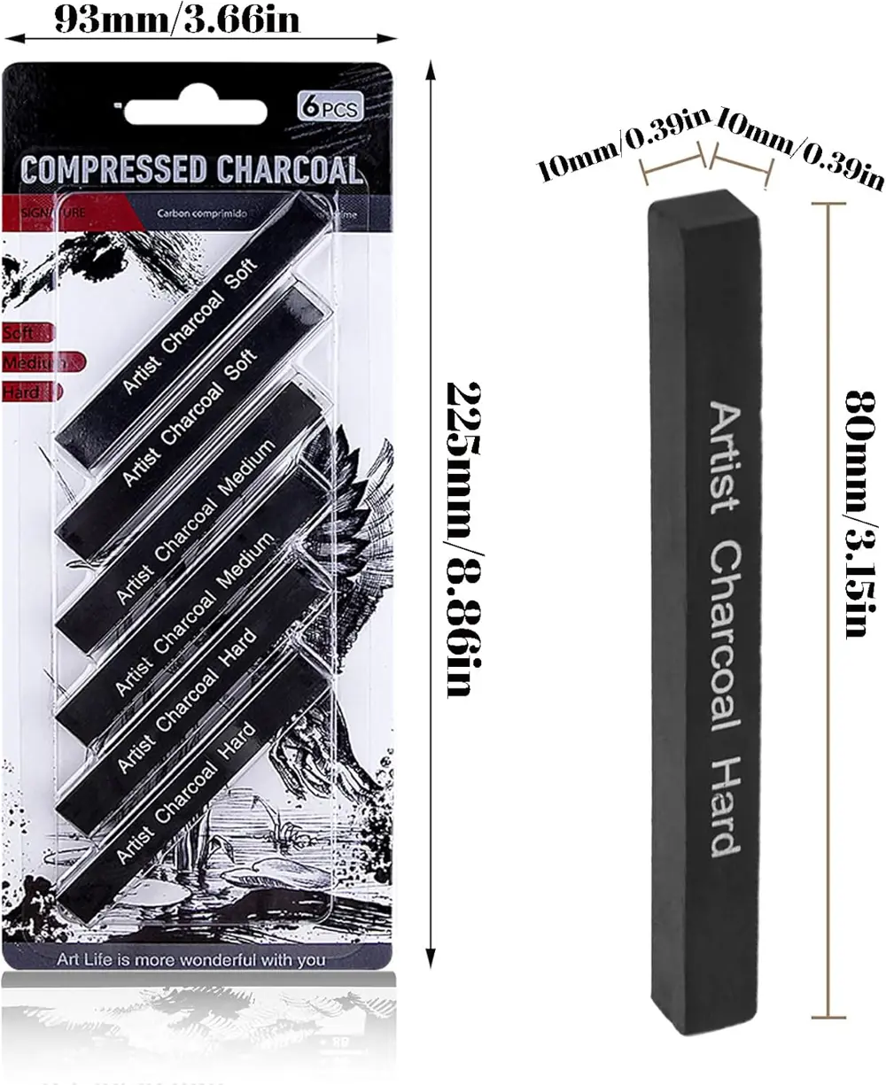 Sıkıştırılmış Kömür Füzen Seti Siyah Kare Press Kömür Füzen Gölge