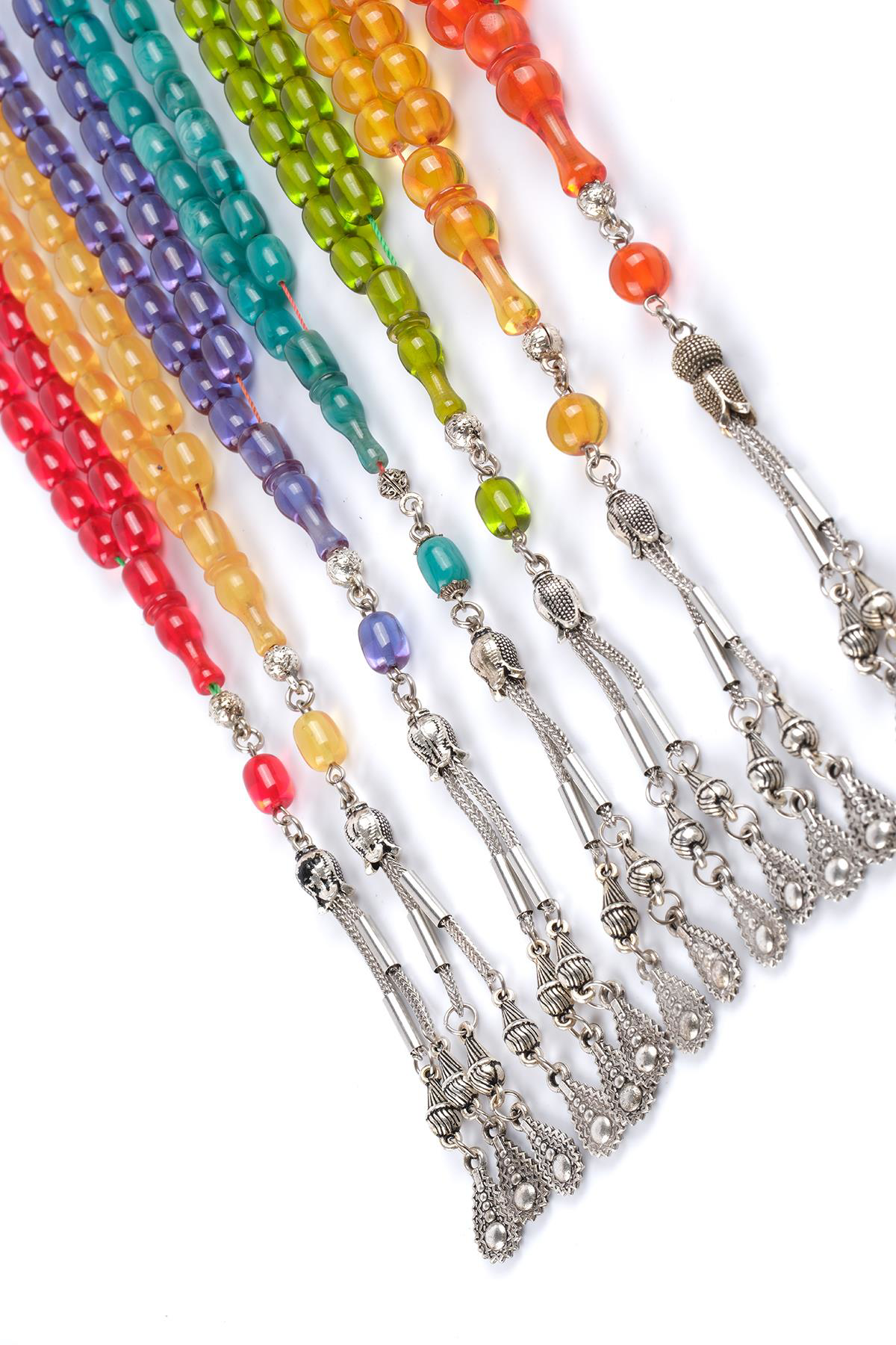 Sıkma Serisi Kırmızı Kehribar Tesbih Metal Püsküllü Tesbih Kapsül