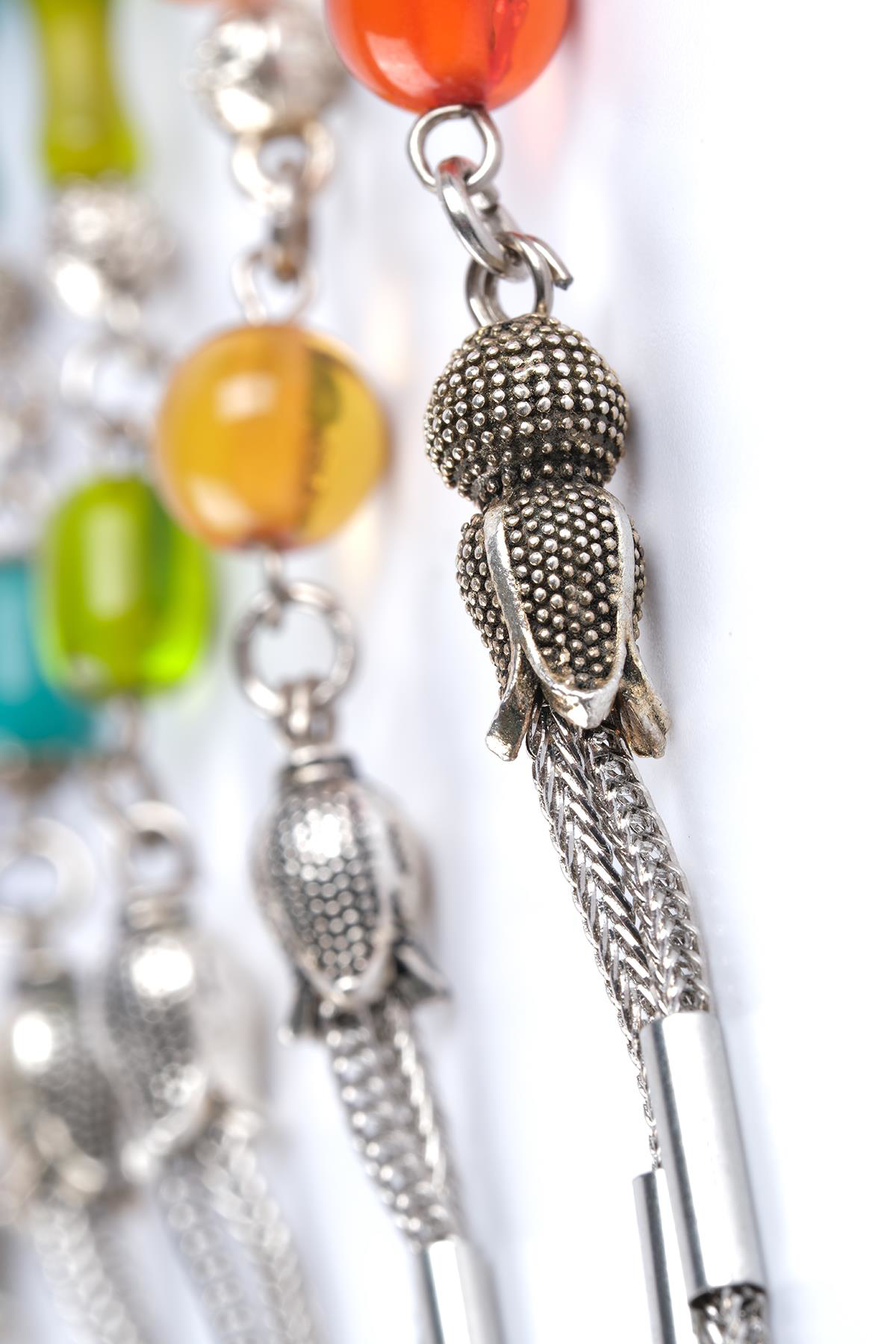 Sıkma Serisi Sarı Kehribar Tesbih Metal Püsküllü Tesbih Küre Kesi