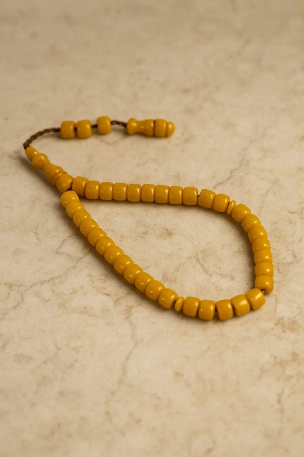 Sıkma Serisi Turuncu Sarı Bilek Boy Kehribar Tesbih Sistem Püskül