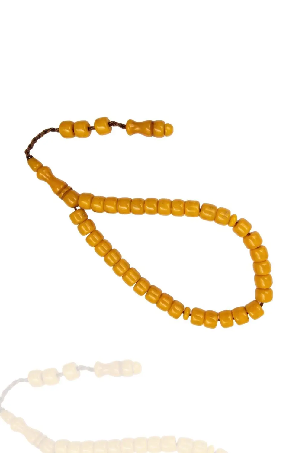 Sıkma Serisi Turuncu Sarı Bilek Boy Kehribar Tesbih Sistem Püskül