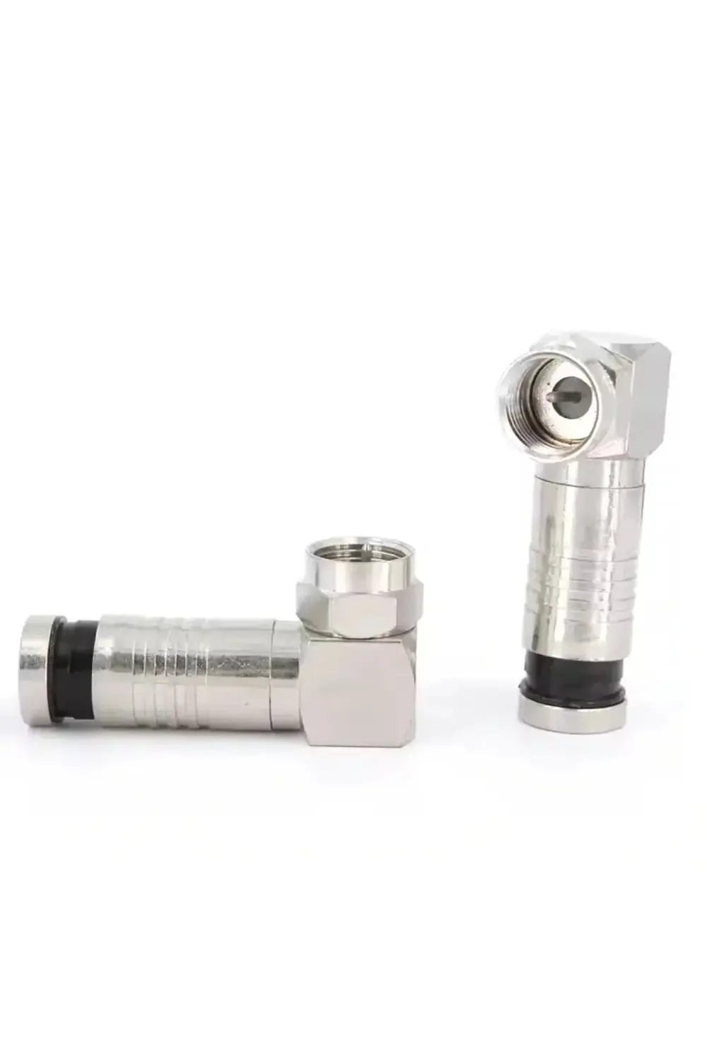 SIKMALI RG6/U6 L TİPİ ÇEVİRMELİ F KONNEKTÖR  (SIKMALI + L TİP ÇEV
