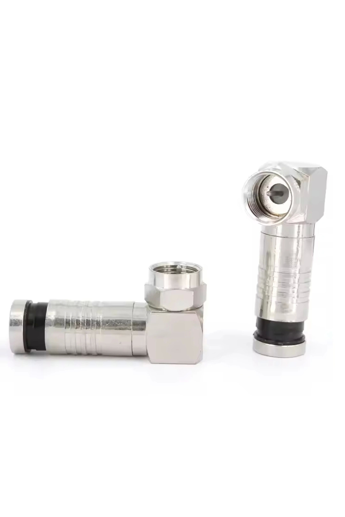 SIKMALI RG6/U6 L TİPİ ÇEVİRMELİ F KONNEKTÖR  (SIKMALI + L TİP ÇEV