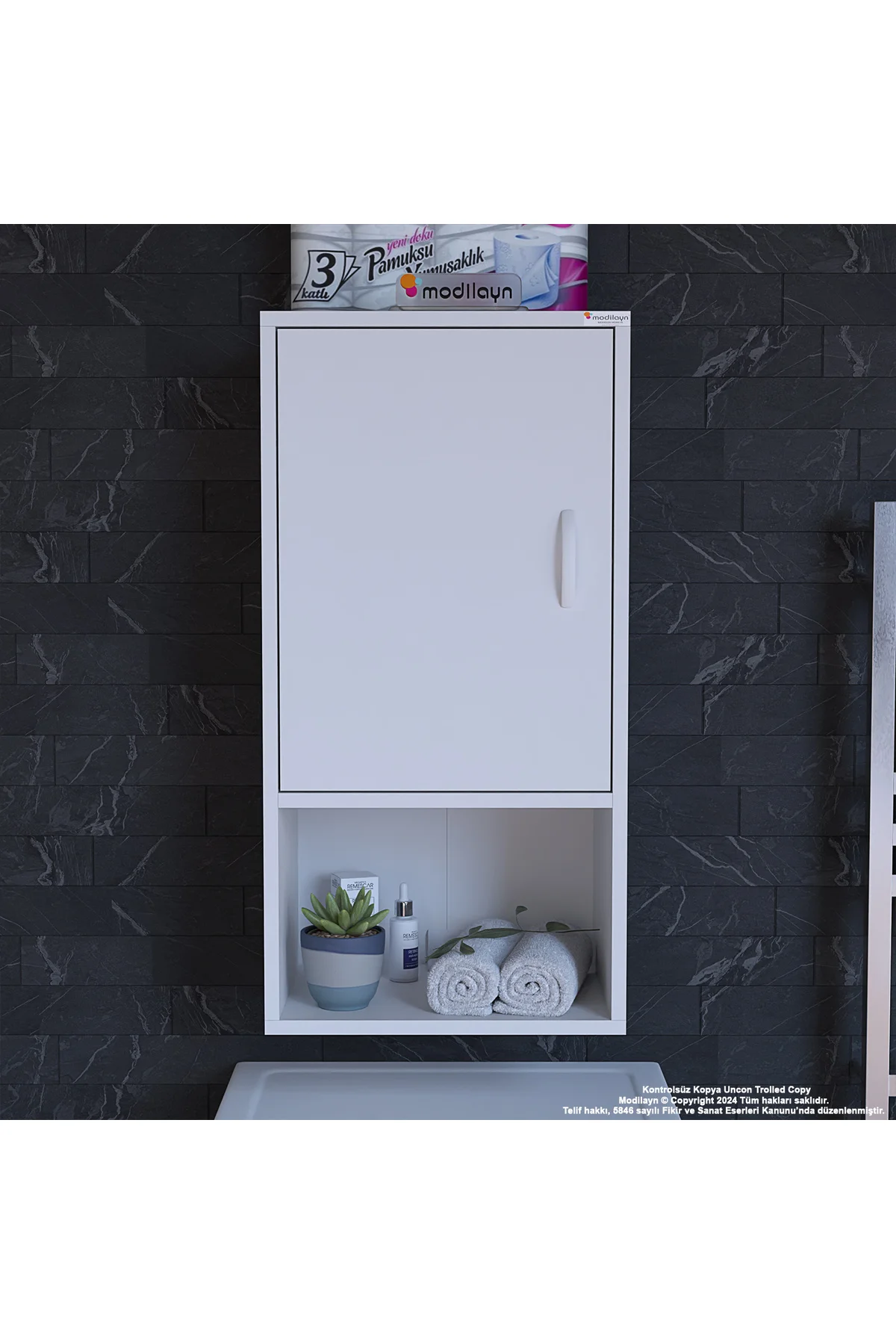 ŞİLE 45 x 85 x 32,5 cm Makine Üstü Asma ve Çok Amaçlı Banyo Dolab