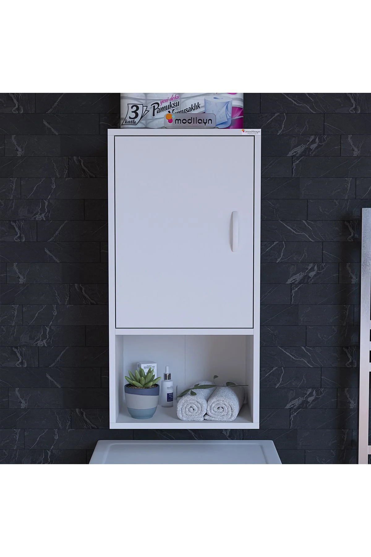 Şile Asma Dolap 50 x 88,4 x 32,5 cm Makine Üstü Dolap Çamaşır Mak