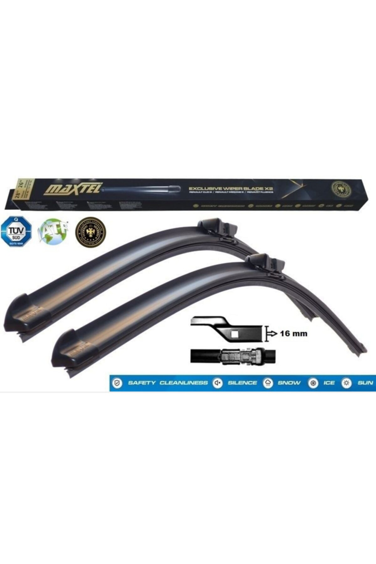 Maxtel Silecek Süpürgesi Ön Araca Özel Muz Tipi 24"+16" 600Mm+400Mm Skod