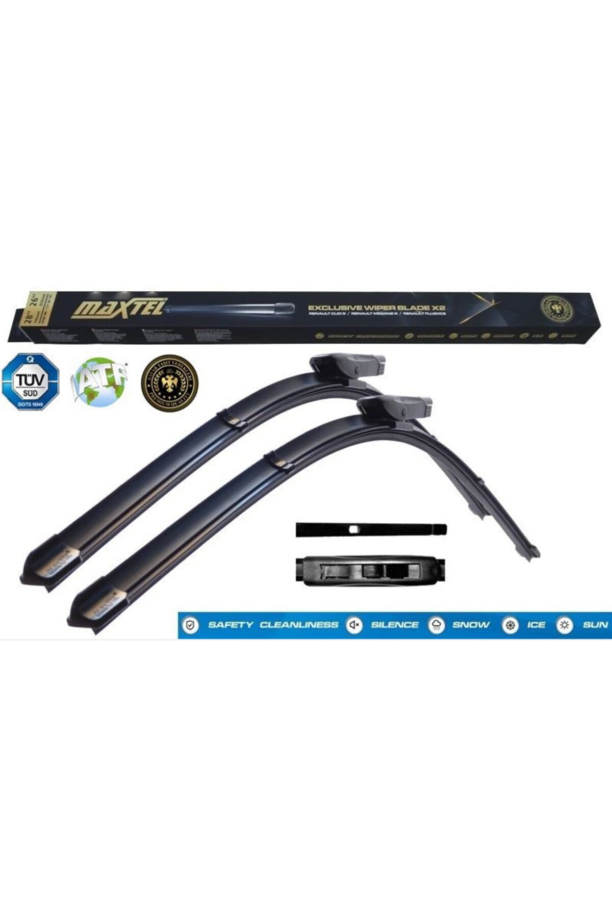 Maxtel Silecek Süpürgesi Ön Araca Özel Muz Tipi 24"+16" 600Mm+400Mm Rena