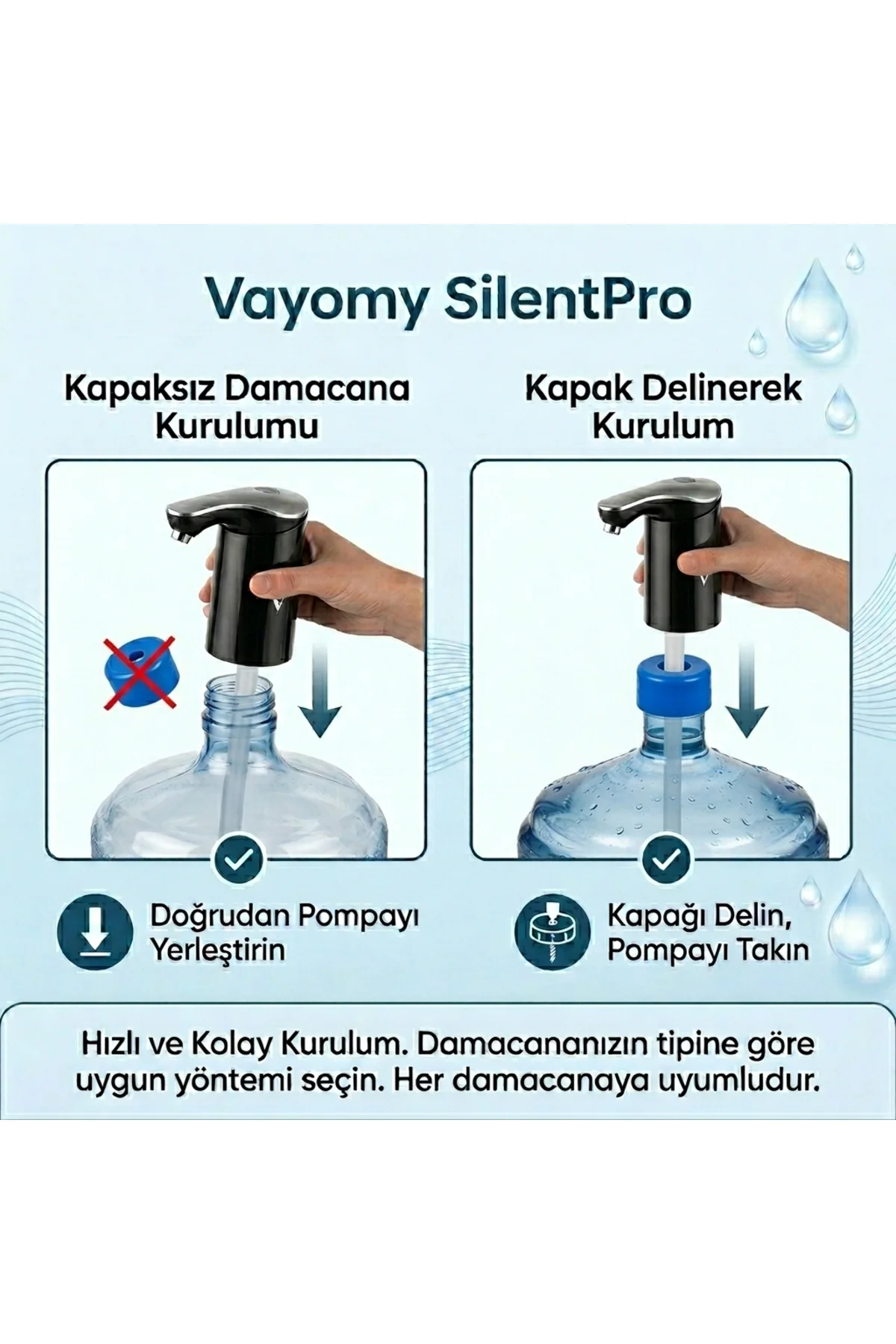 SilentPro Ultra Sessiz Şarjlı Otomatik Damacana Su Pompası Yüksek Hızlı Akış 1200mAh BPA Free SilentPro Ultra Sessiz Şarjlı Otomatik Damacana Su Pompası Yüksek Hızlı Akış 1200mAh BPA Free