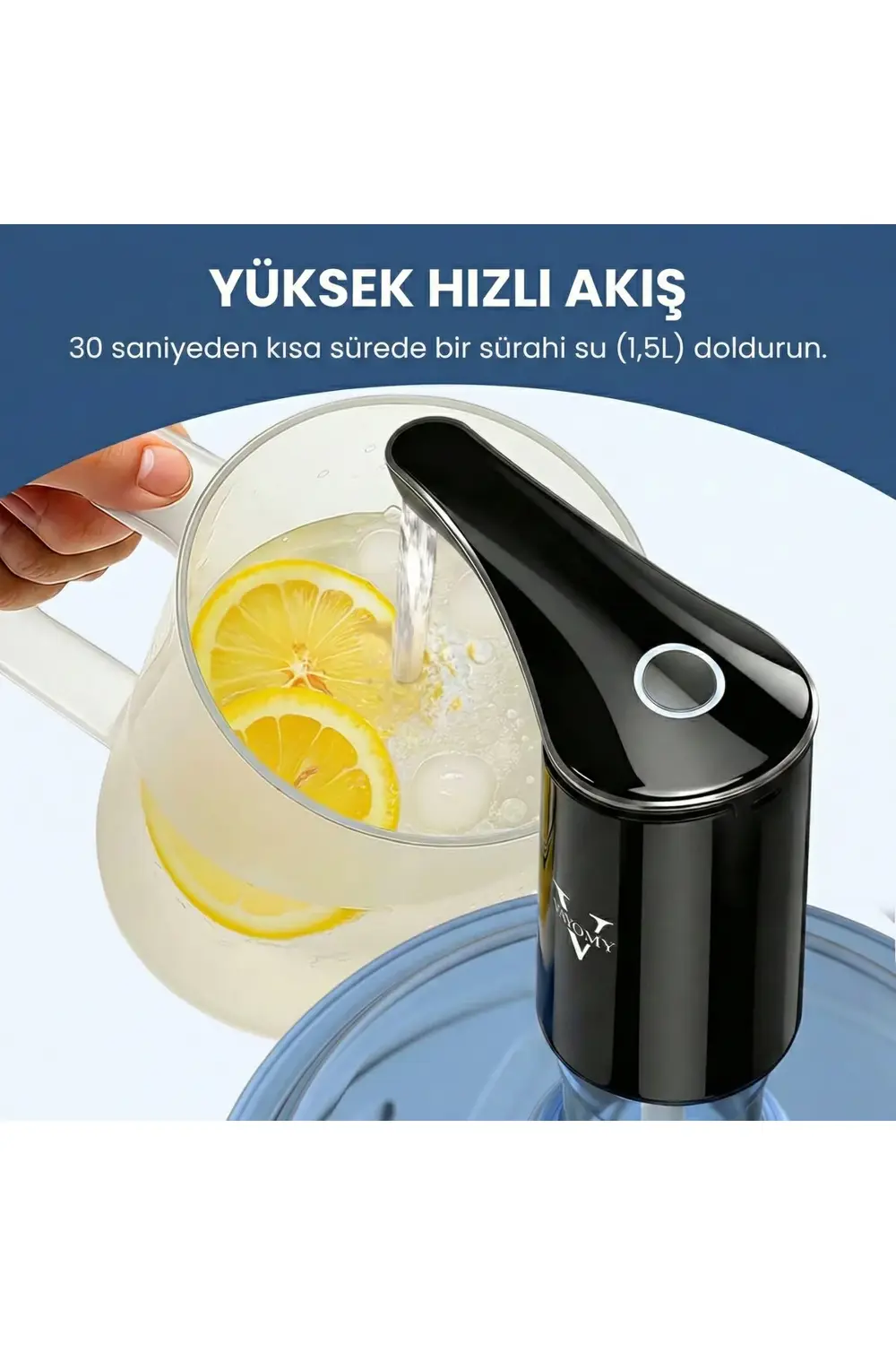 SilentPro Ultra Sessiz Şarjlı Otomatik Damacana Su Pompası Yüksek