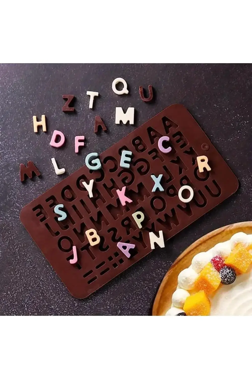 Siliko World Silikon Çikolata Kalıbı Alfabe Kalıbı, Kahverengi 39