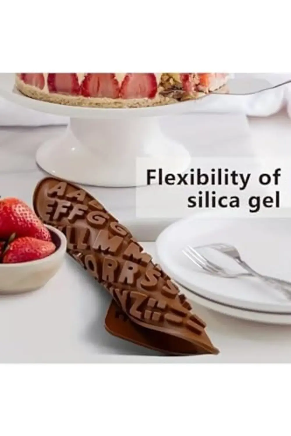 Siliko World Silikon Çikolata Kalıbı Alfabe Kalıbı, Kahverengi 39