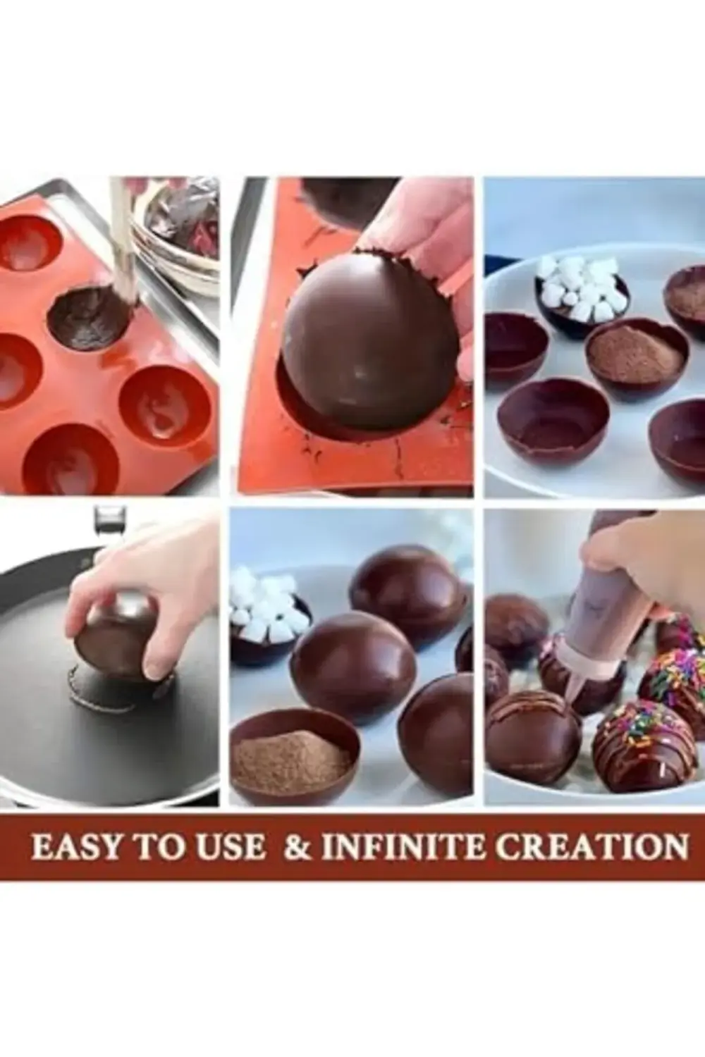 Siliko World Silikon Yarım Küre 6Cm Çikolata Kek Kalıbı, Kırmızı