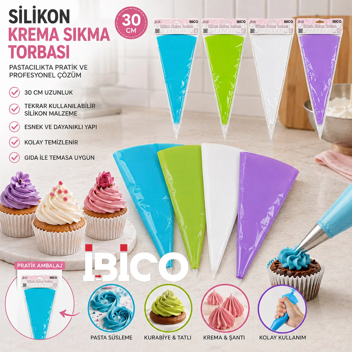 Silikon 30CM Tekli Krema Sıkma Torbası Fiyatı, Yorumları ve Özellikleri