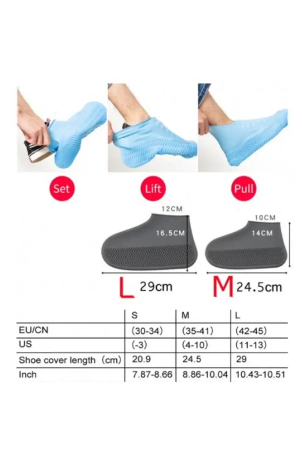 Silikon Ayakkabı Kılıfı Kaymaz Su Kir Geçirmez M Beden Beyaz