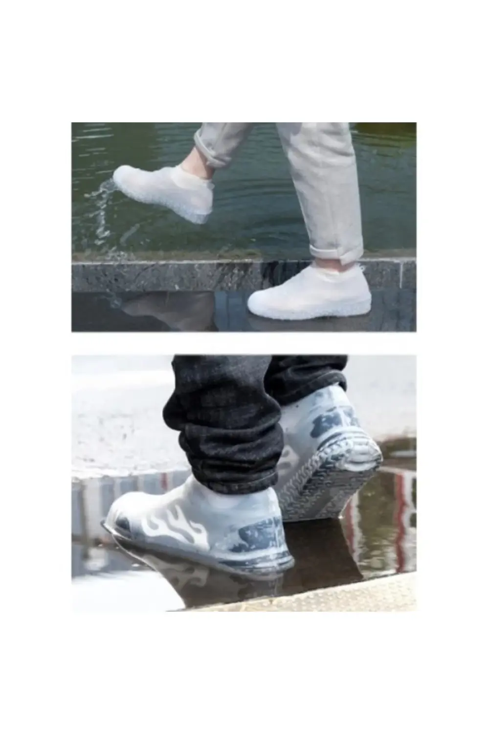 Silikon Ayakkabı Kılıfı Kaymaz Su Kir Geçirmez M Beden Beyaz