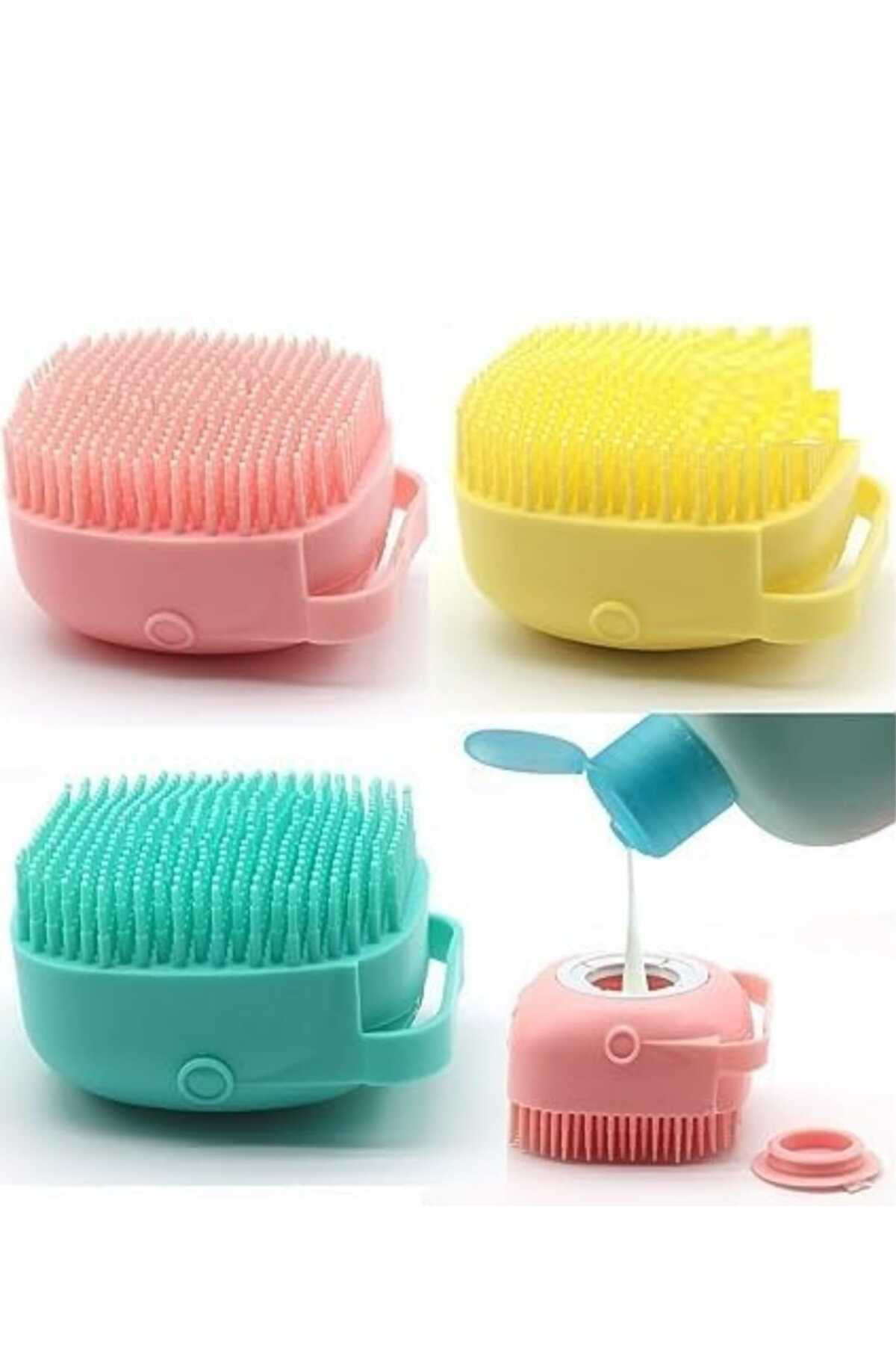 Silikon Banyo Duş Jeli Kesesi Hazneli Şampuan Peeling Vücut Masaj