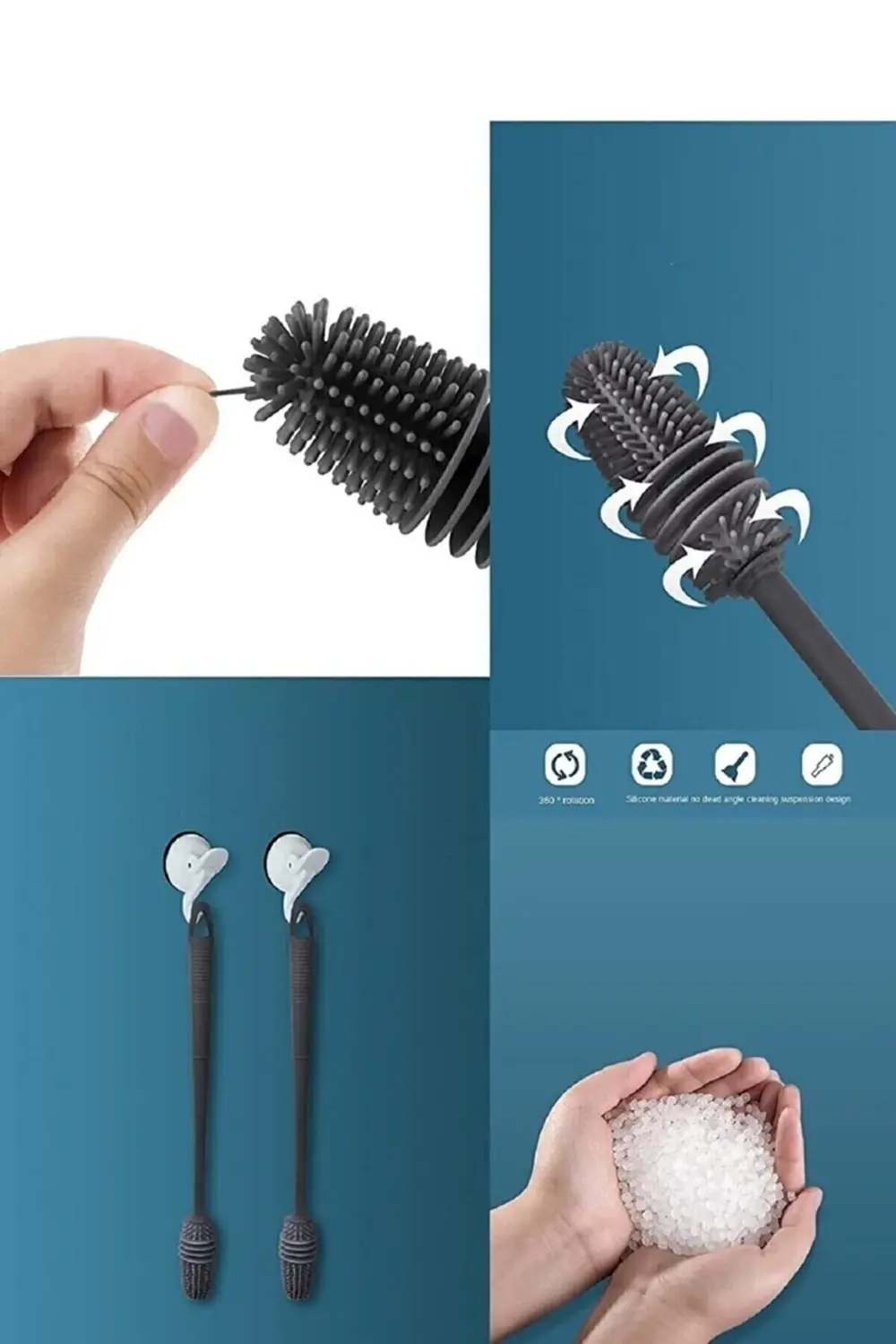 Silikon Bardak Tabak Cam Şişe Fincan Yıkama Fırçası Çok Fonksiyon