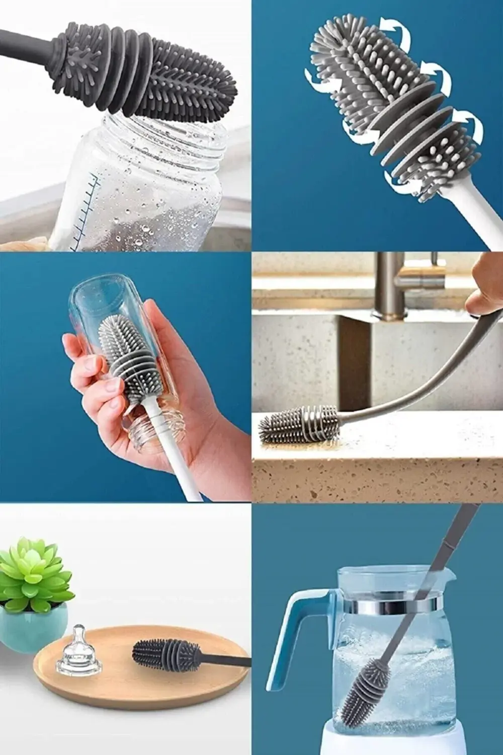 Silikon Bardak Tabak Cam Şişe Fincan Yıkama Fırçası Çok Fonksiyon