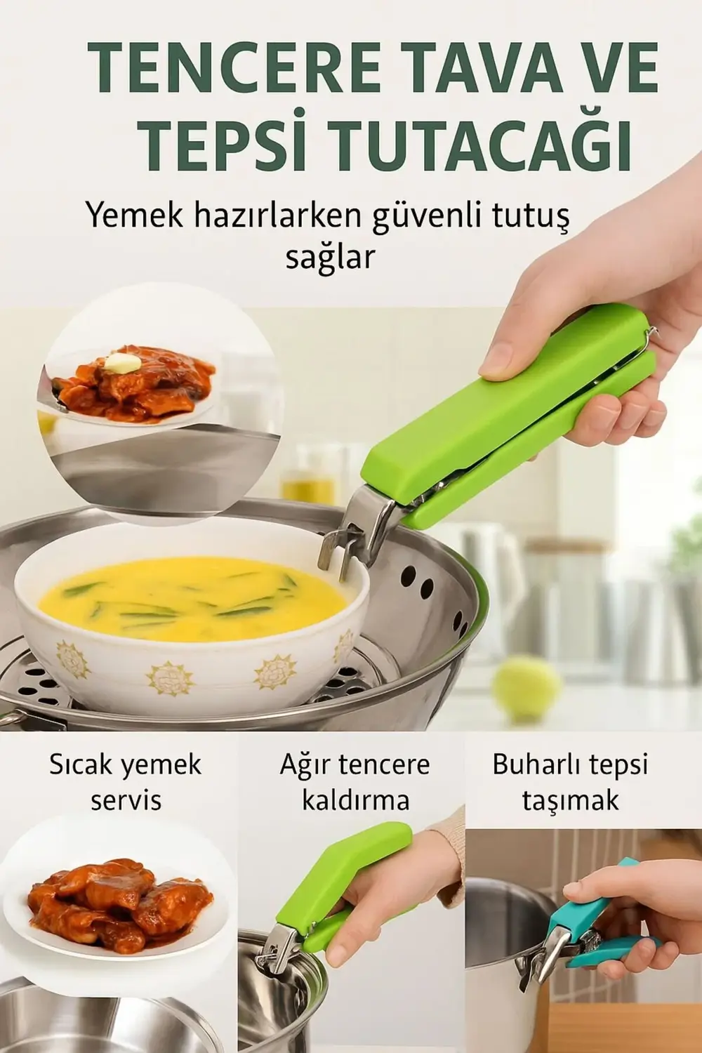 Silikon Başlikli Tencere Tava Tutucu - Künefe Tabaği Tutucu Yeni