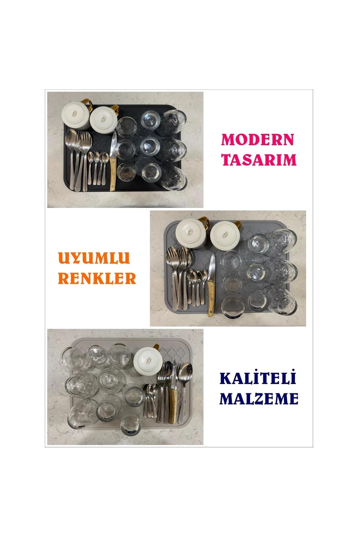 Silikon Bulaşık Kurutma Matı Büyük Boy Tezgah Üstü Kurulama Matı Bulaşık Yıkama Matı Bu
