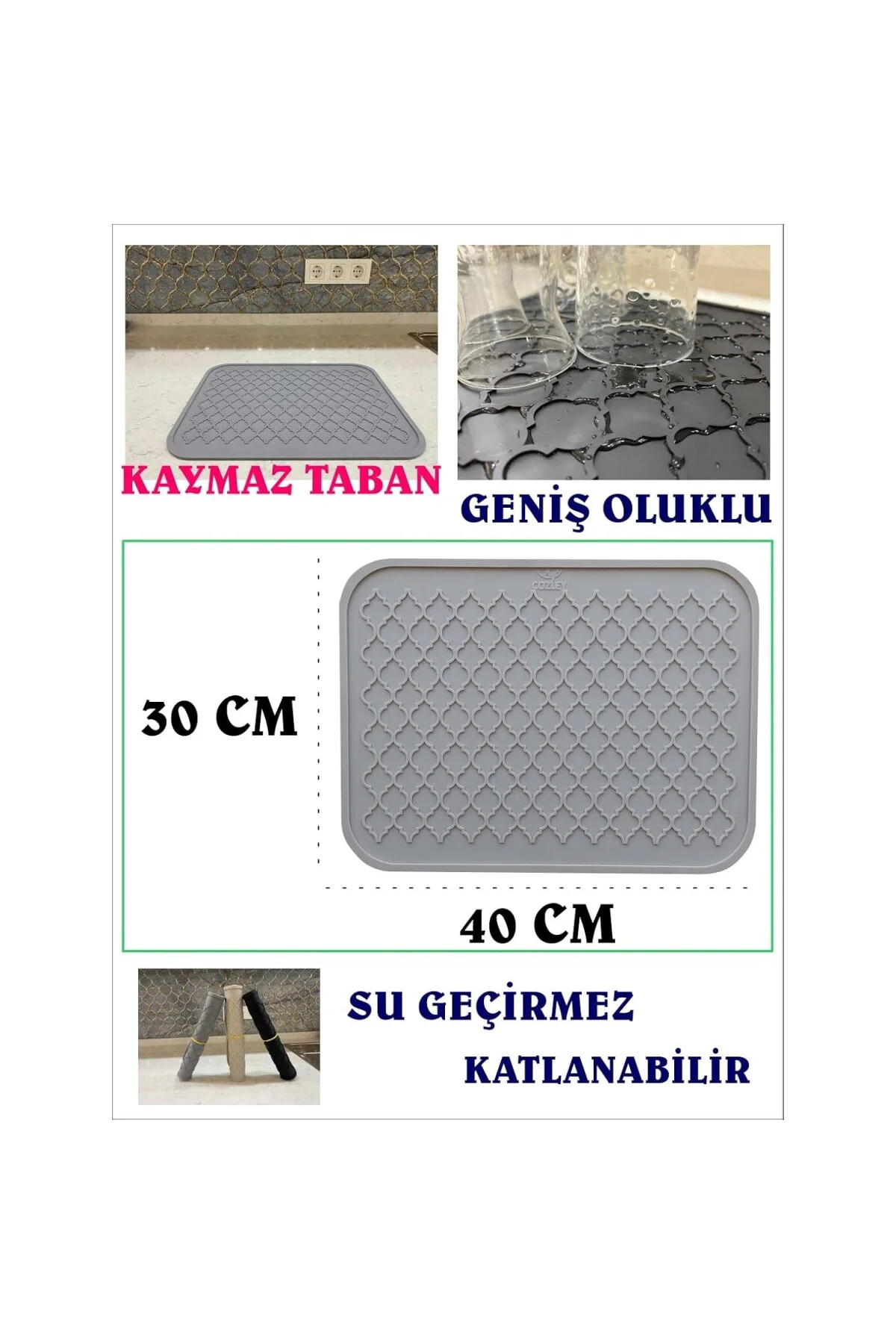 Silikon Bulaşık Kurutma Matı Büyük Boy Tezgah Üstü Kurulama Matı Bulaşık Yıkama Matı Bu