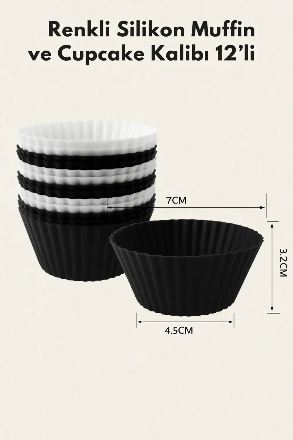 Silikon Cupcake Kalıbı 12’li – Dayanıklı ve Esnek Muffin Kalıbı S