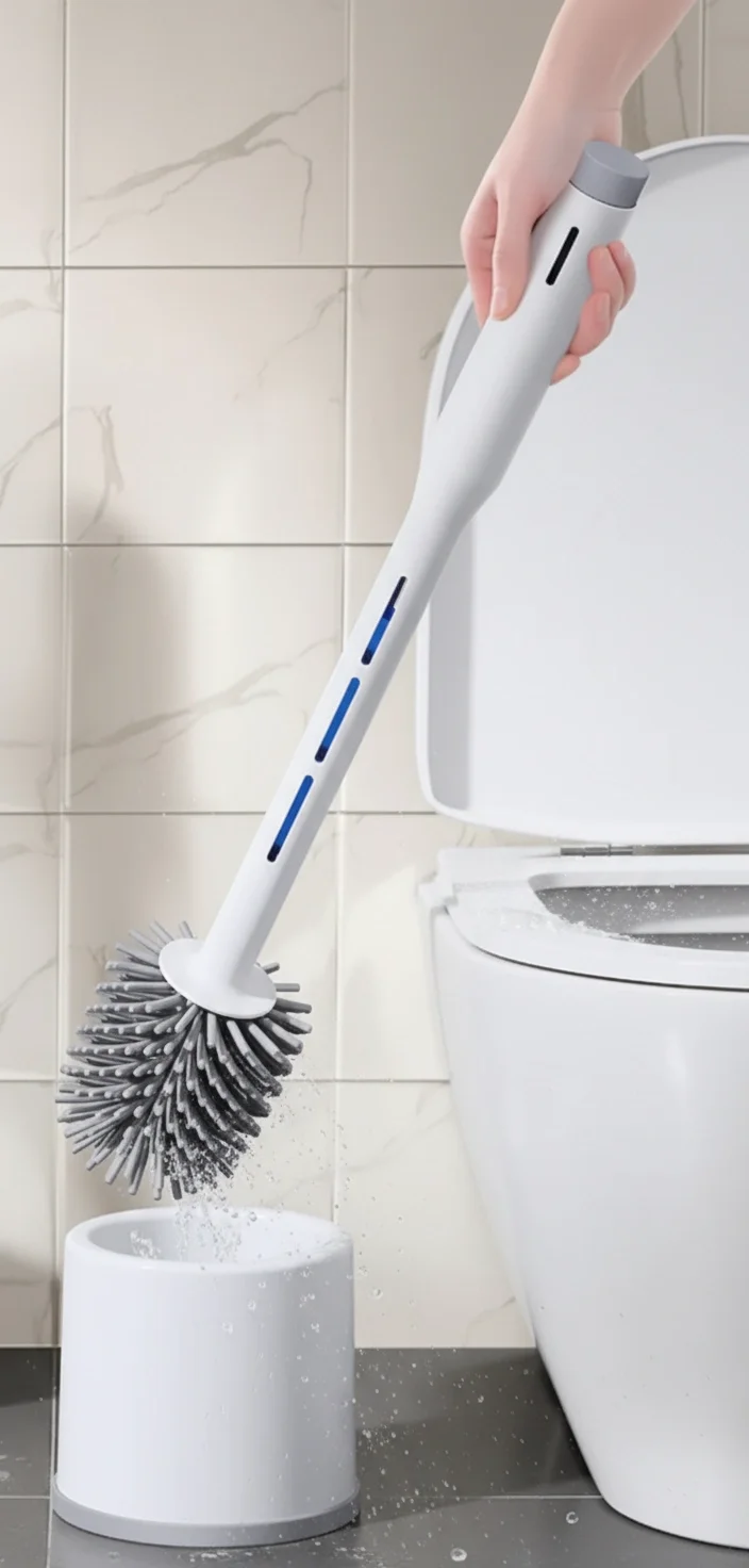 Silikon Deterjan Hazneli Esnek Tuvalet Fırçası Banyo Temizlik Ürü