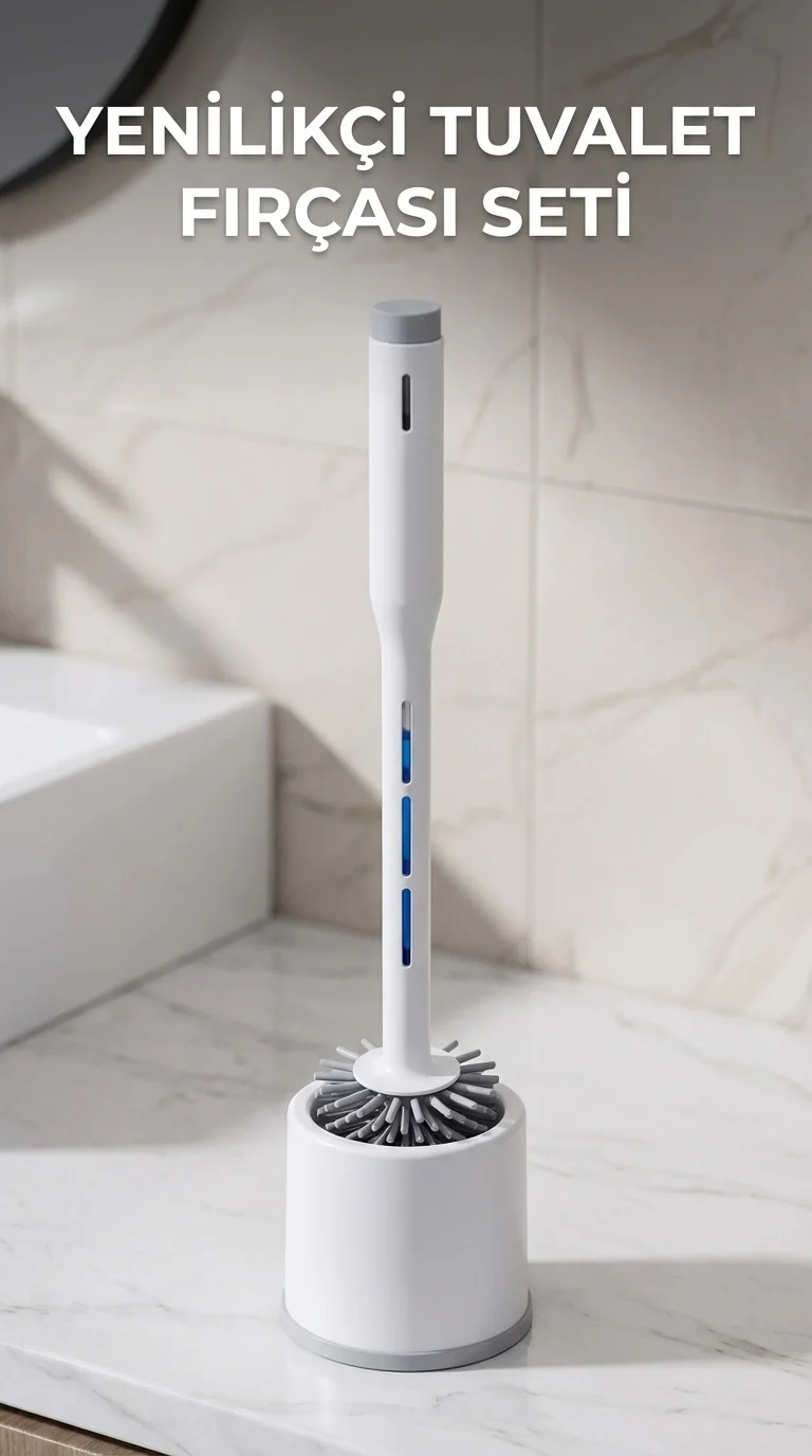Silikon Deterjan Hazneli Esnek Tuvalet Fırçası - Banyo Temizliği 