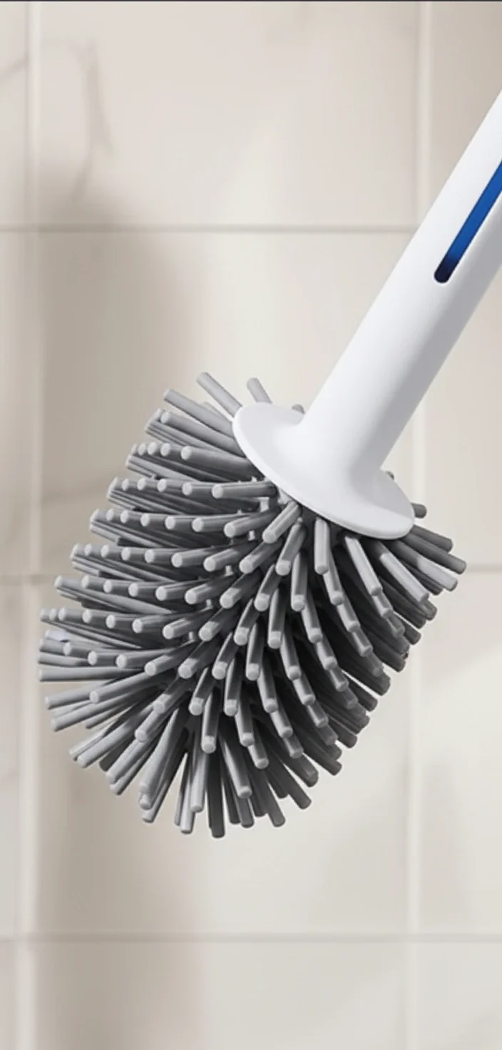 Silikon Deterjan Hazneli Esnek Tuvalet Fırçası - Banyo Temizliği 