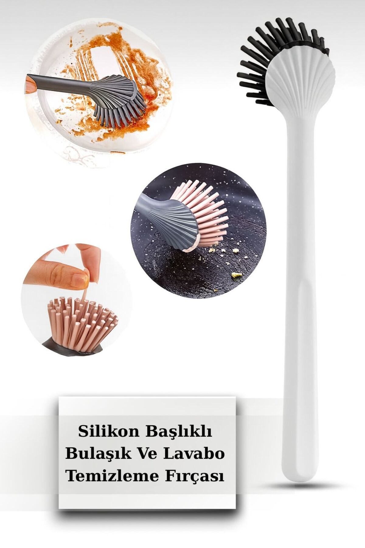 Silikon Fırça Başlıklı Bulaşık , Klozet ve Lavabo Temizleme Fırça