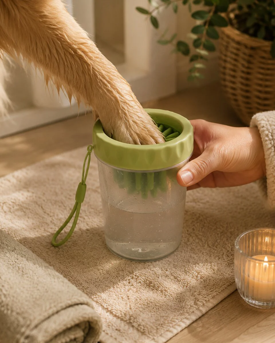 Silikon Fırçalı Köpek Pati Temizleme Kabı Orta ve Büyük Irklar İçin