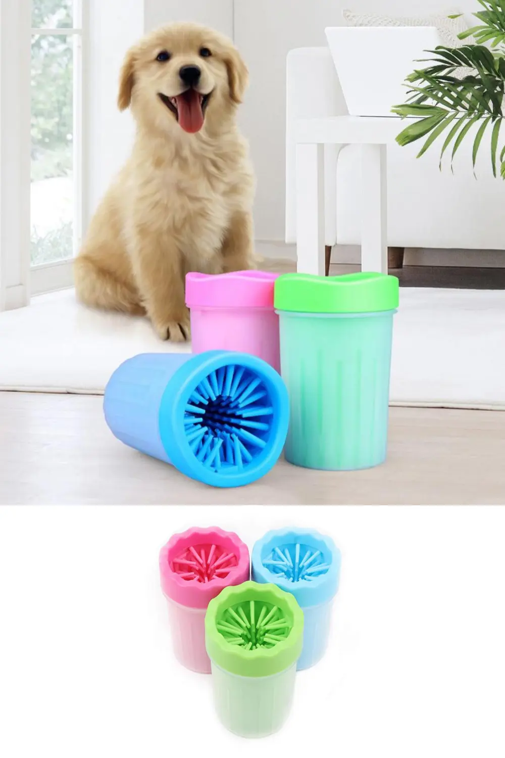 Silikon Jel Fırçalı Kedi Köpek Pati Ayak Yıkama Temizleme Kovası 