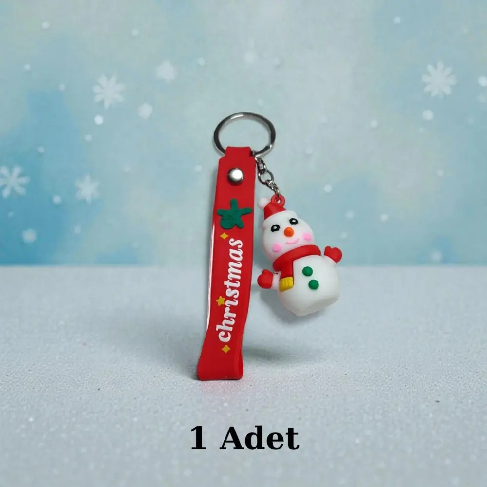 Silikon Kardan Adam Anahtarlık 1 Adet Yılbaşı Temalı