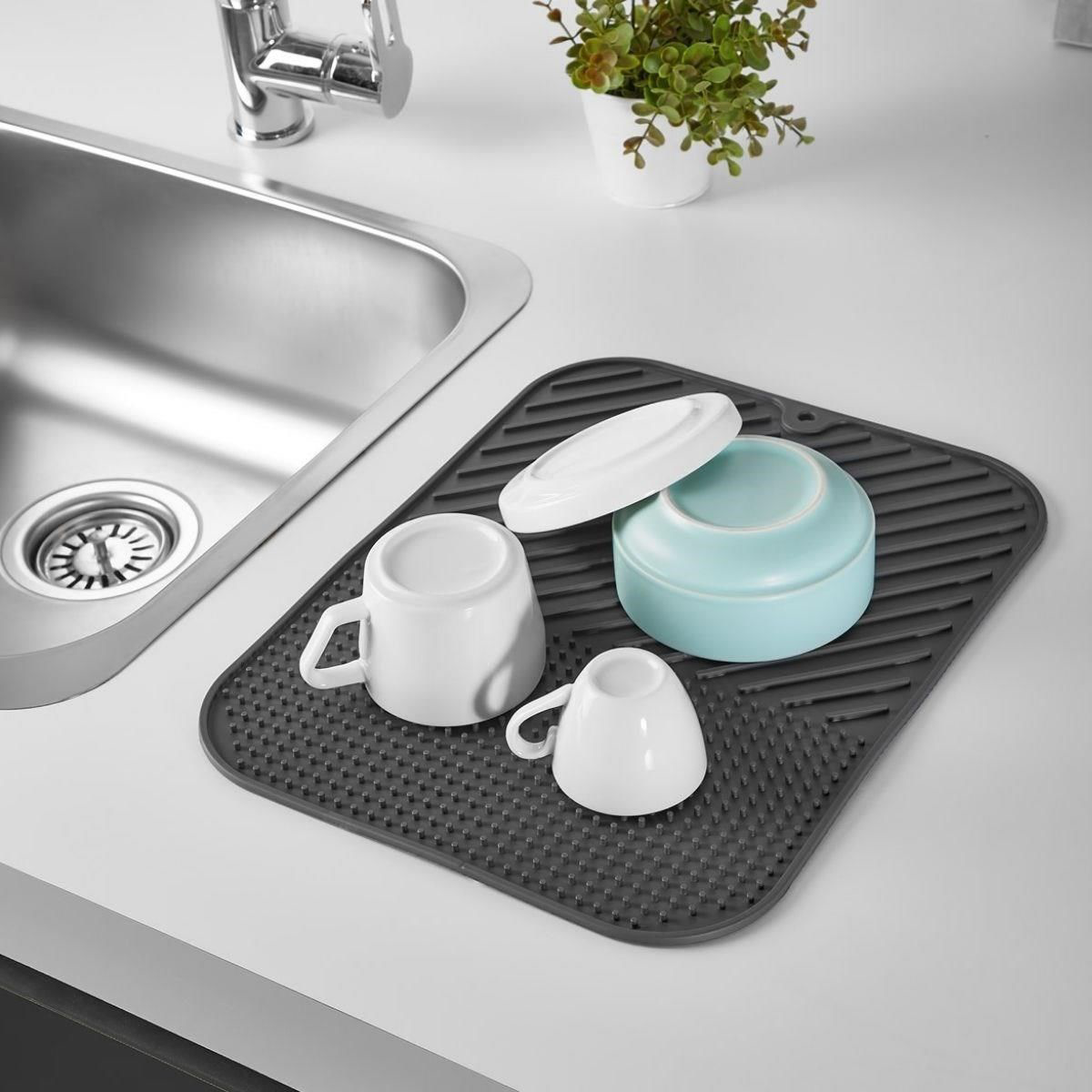 Silikon Kaydırmaz Mutfak İçin Bulaşık Matı, Çok Amaçlı Kurutmalık